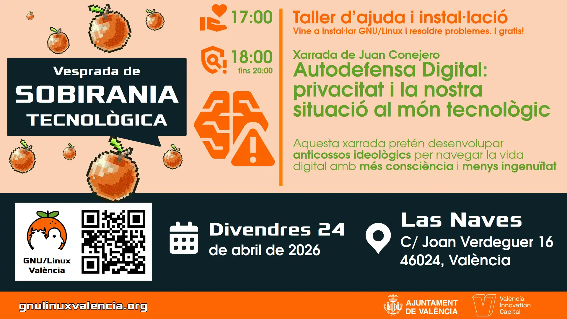 Presentació + taller d'ajuda: Autodefensa digital (divendres 24 d'abril) - Associació GNU/Linux València