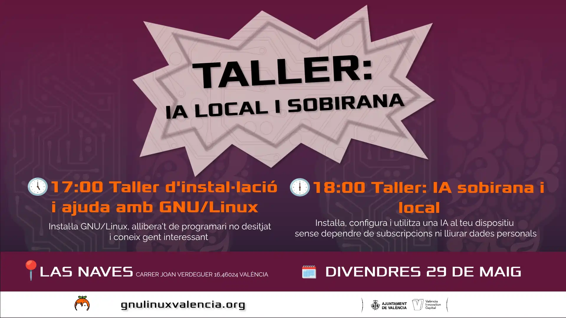 Taller: IA Local y Soberana + install party (viernes 29 de mayo) - Asociación GNU/Linux Valencia